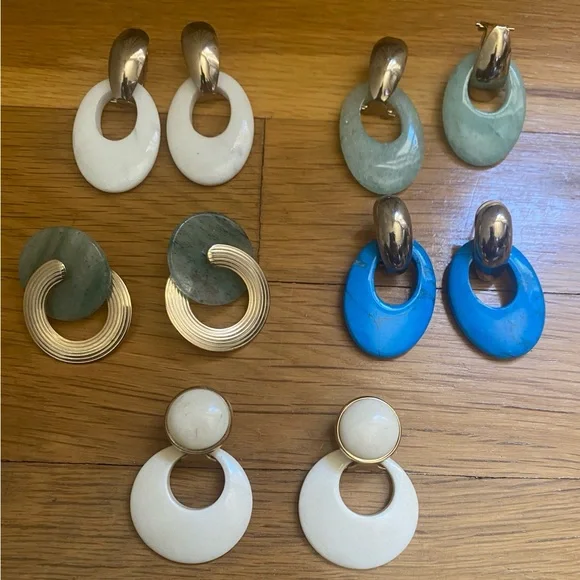 Lot of 5 Pairs of Earrings. Vintage 1970's. - Picture 6 of 15